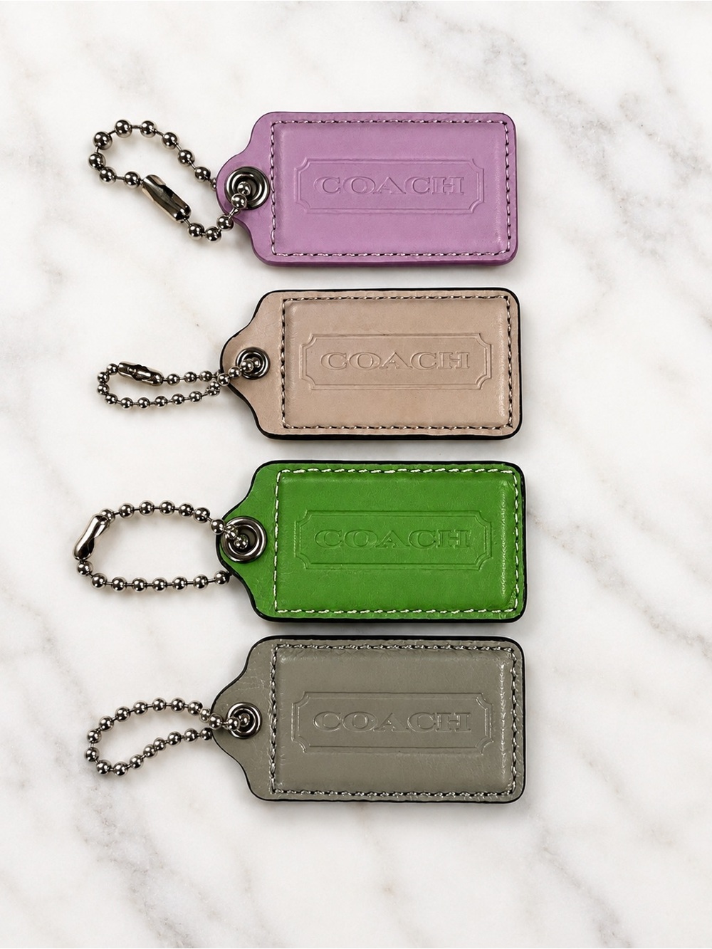 Coach Leather Hangtag w/Ball Chain: Choose 1